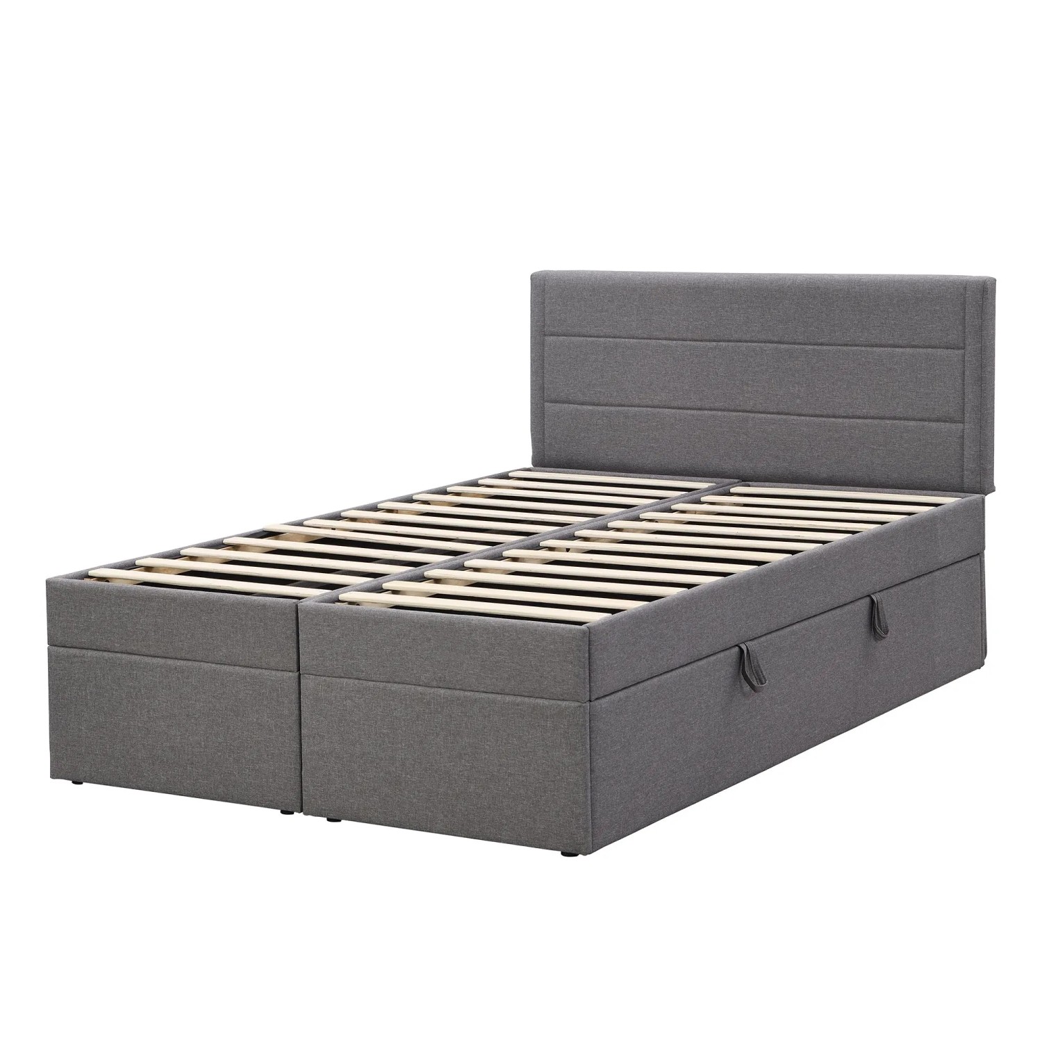 okwish Polsterbett 200x140cm mit Lattenrost Stauraum Grau ohne Matratze