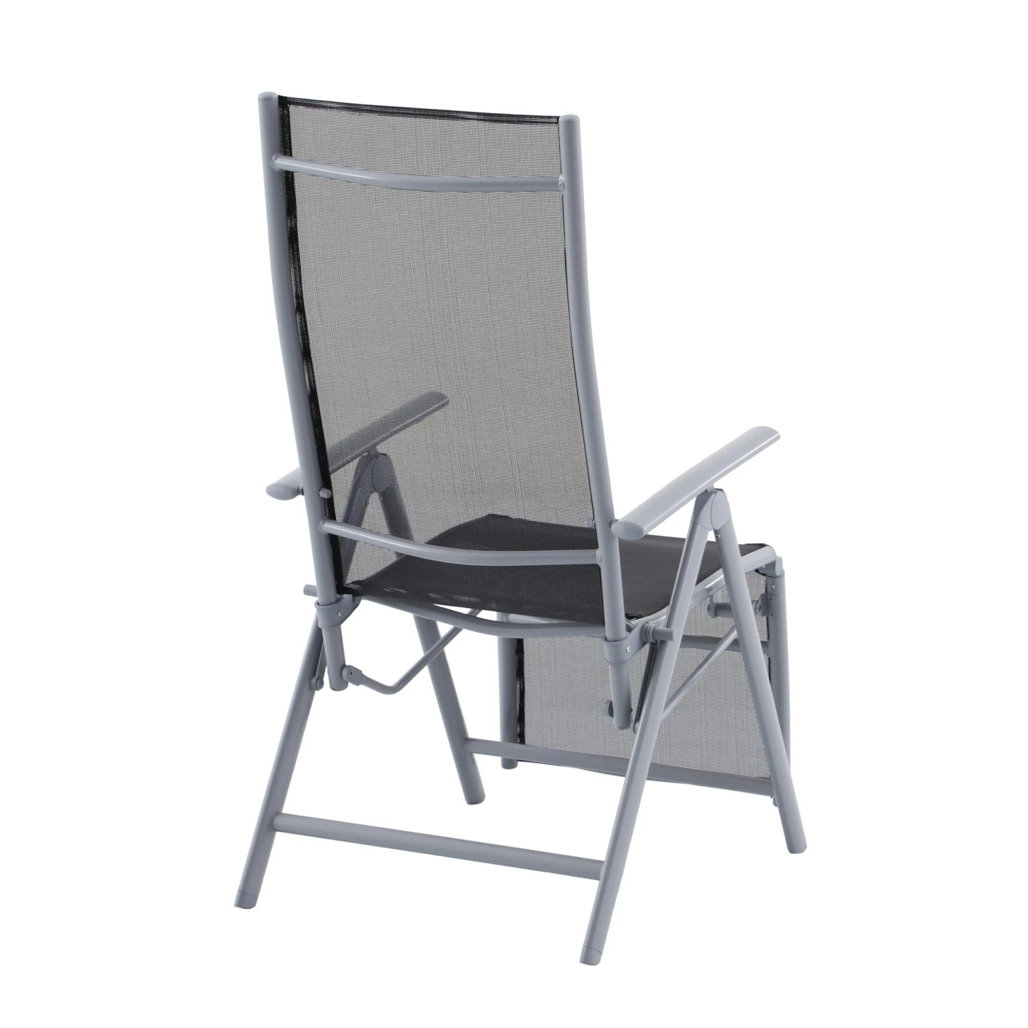 DELUKE Liegestuhl NATALI, schwarzer Gartenstuhl/Relaxsessel mit grauem Aluminiumgestell.