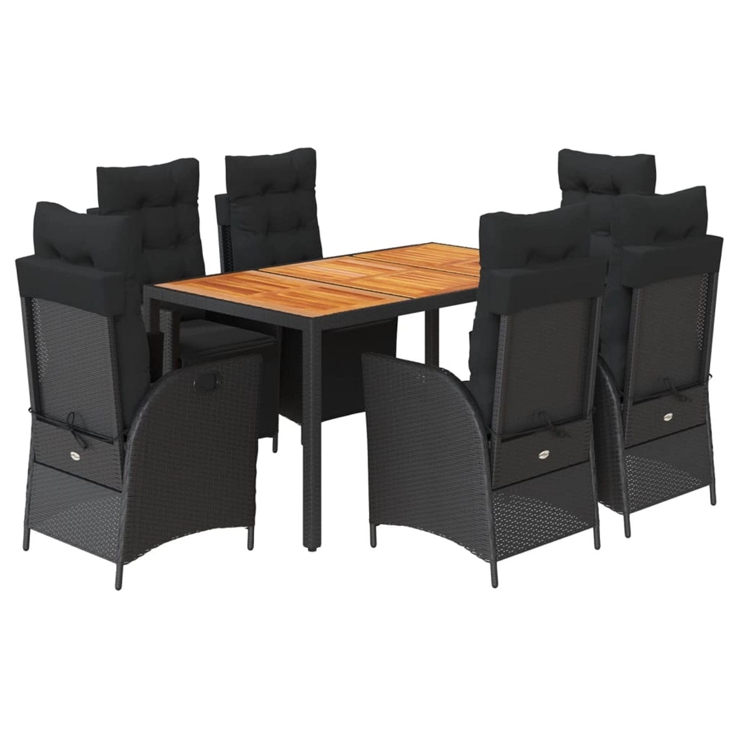 vidaXL 7-Tlg Garten-Essgruppe mit Kissen Schwarz Poly Rattan 3213341 günstig online kaufen