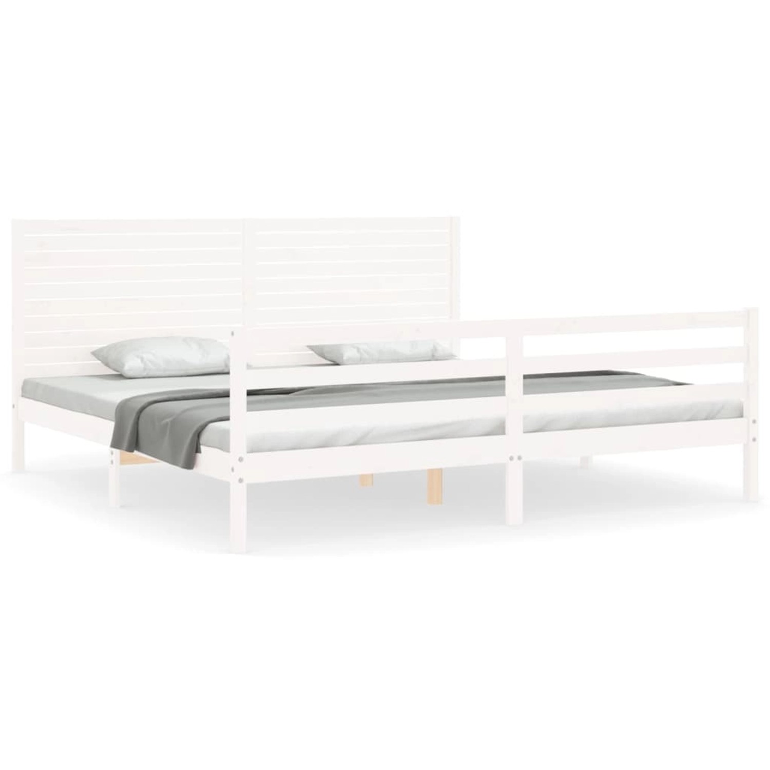 vidaXL Massivholzbett mit Kopfteil Weiß 200x200 cm 3195047 günstig online kaufen