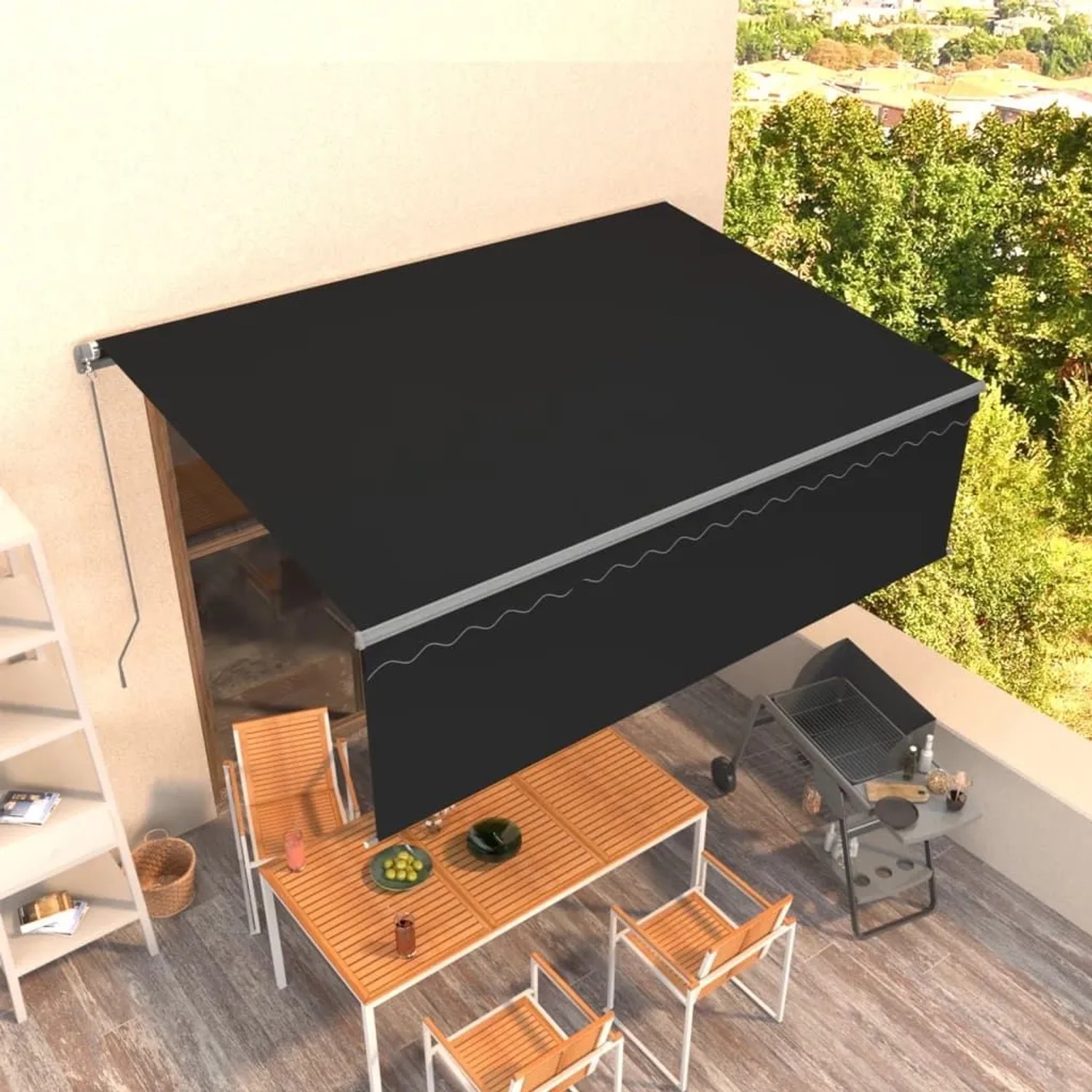 vidaXL Markise Manuell Einziehbar mit Rollo 4x3 m Anthrazit 3069419_2