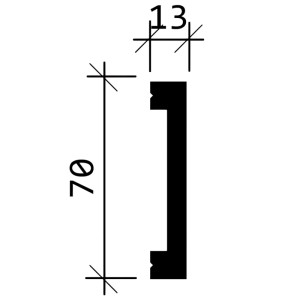 Abbildung eines Profils der Wandleiste mit Maßangaben (70 x 13 mm).