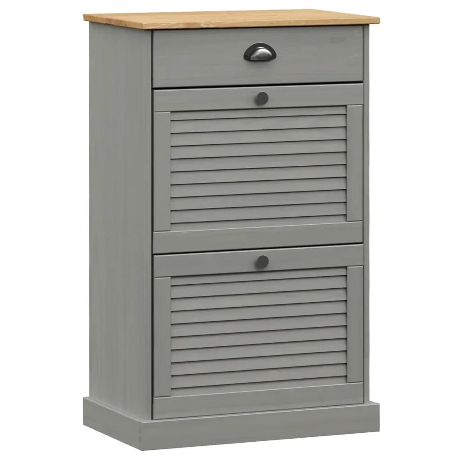 vidaXL Schuhschrank VIGO 60x35x96 cm Grau Massivholz Kiefer 353171