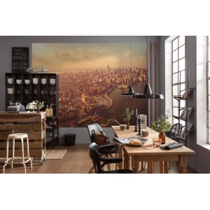 Sanders & Sanders Fototapete Manhattan in Beige (254x184cm) im Wohnraum.