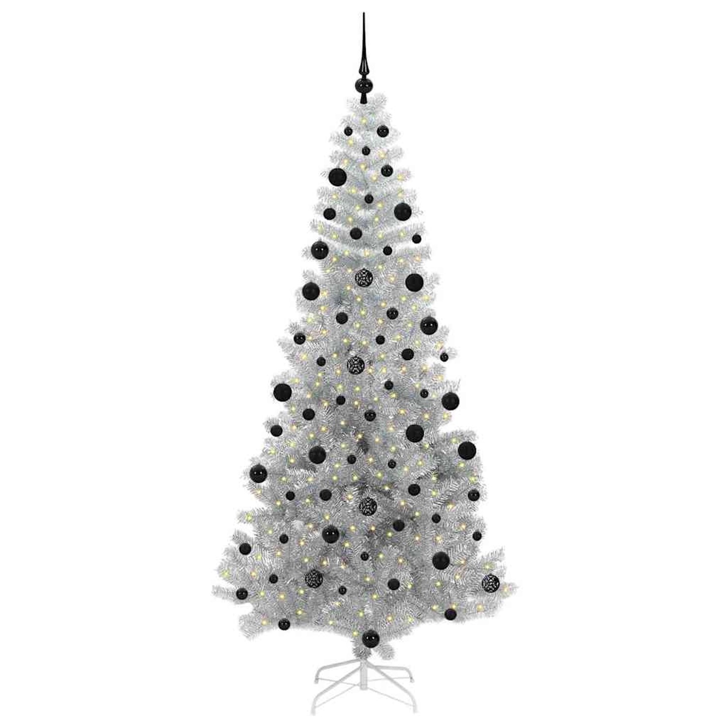 vidaXL Weihnachtsbaum mit 300 LEDs mit Ständer Silber 210 cm PET 3396684