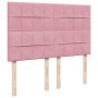 Rosa vidaXL Boxspringbett mit Samt-Kopfteil und Holzfüßen, 160x200 cm.