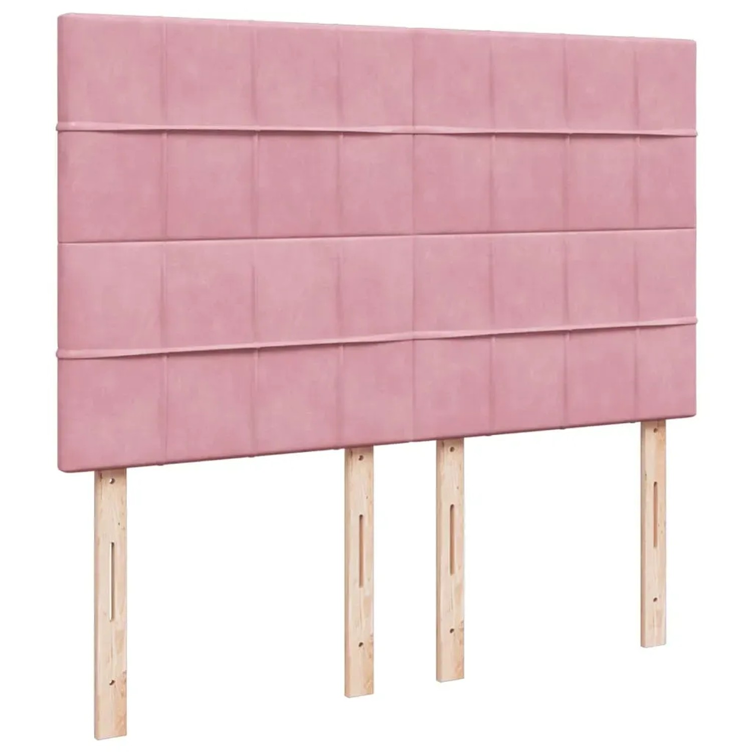 Rosa vidaXL Boxspringbett mit Samt-Kopfteil und Holzfüßen, 160x200 cm.
