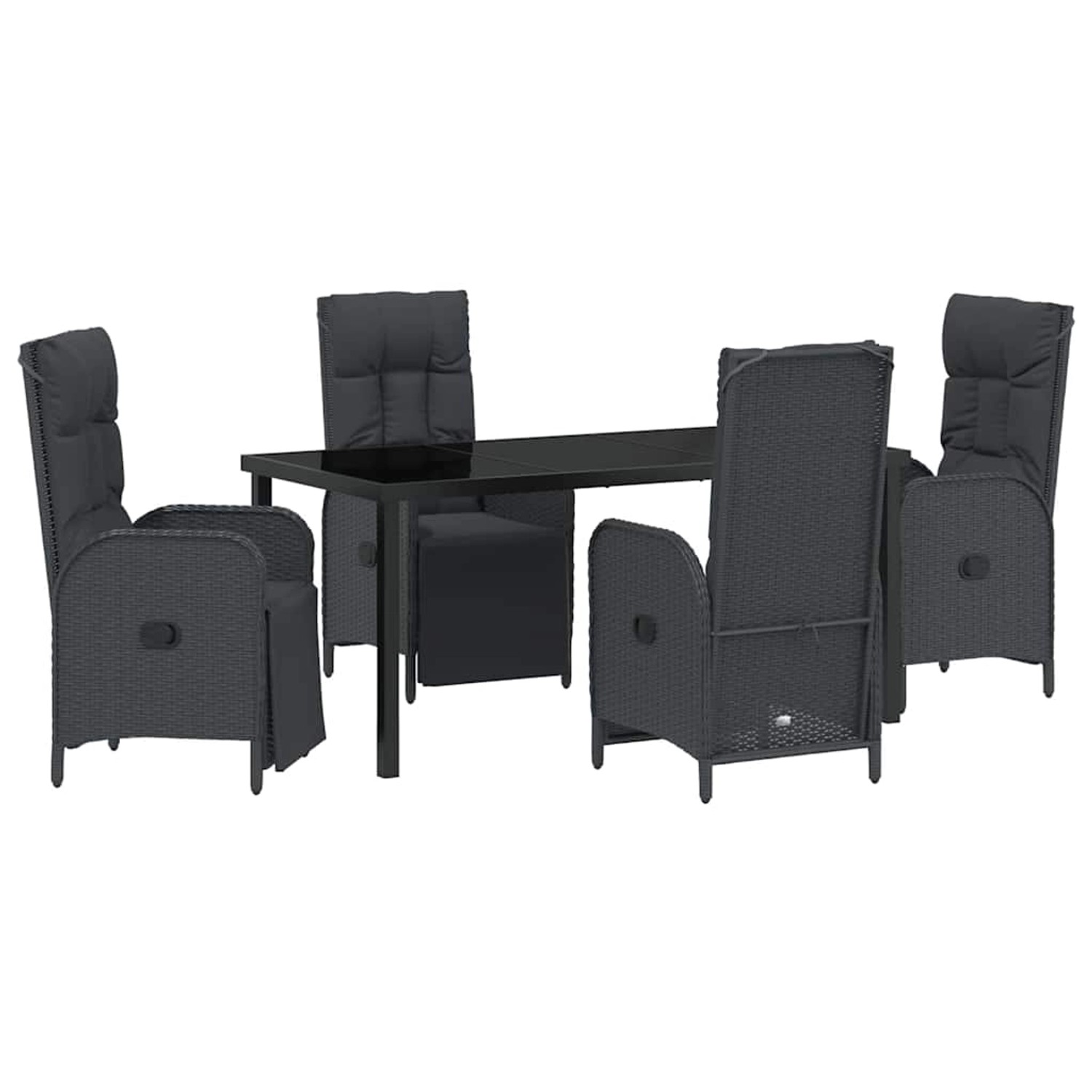 vidaXL Garten Essgruppe mit Kissen 5-Tlg Schwarz Poly Rattan 3380123 günstig online kaufen