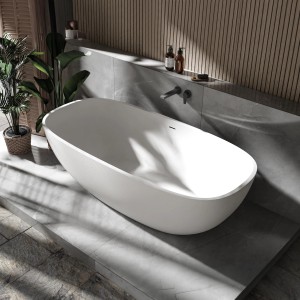 Bernstein Freistehende Badewanne OCEAN STONE Mineralguss Weiß Matt 180x87