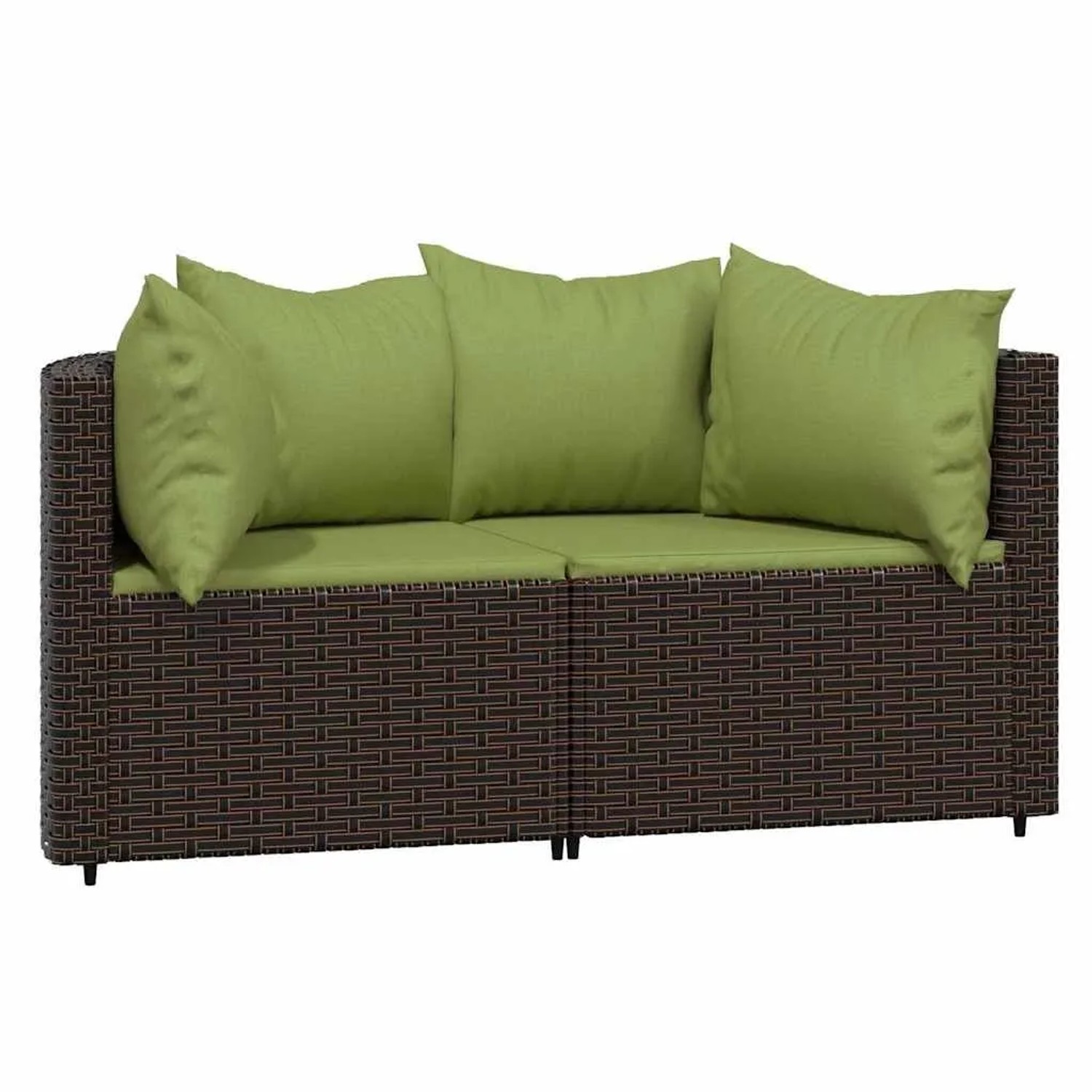 vidaXL Garten-Ecksofas mit Kissen 2 Stk Braun Poly Rattan 319838