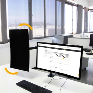 Emuca Neigbare und Schwenkbare Tisch-Monitorhalterungen 360° Doppelt Stahl Schwarz Lackiert