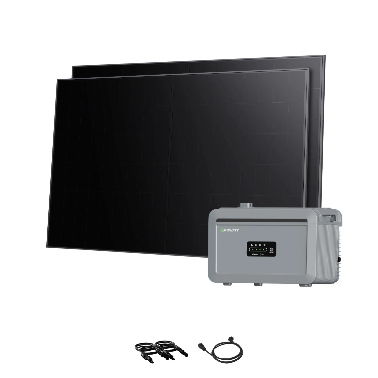 Growatt Balkonkraftwerk Set NEXA 2000 Speicher 2048 Wh mit 960W BC-Modulen Full-Black