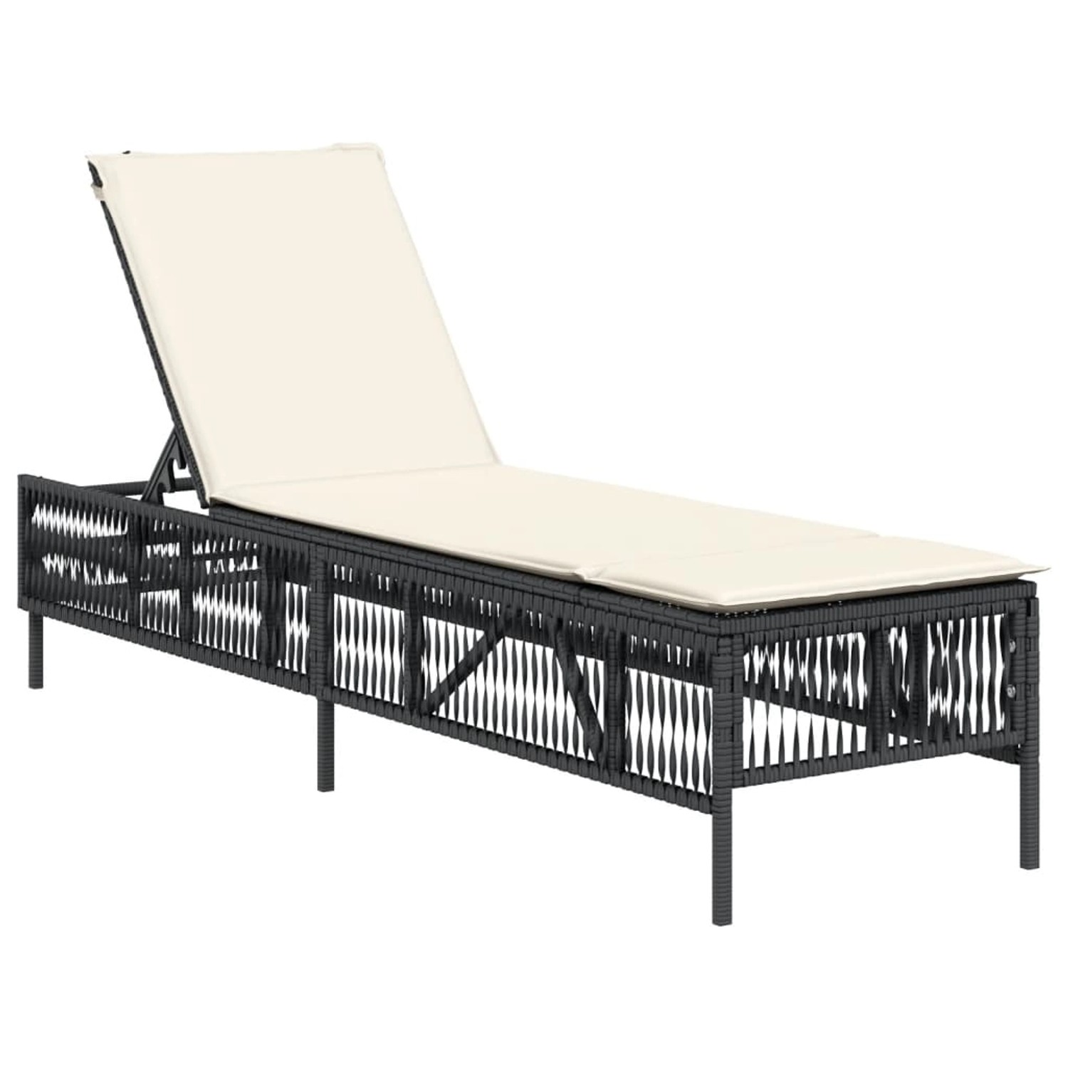 vidaXL Sonnenliege mit Auflage Schwarz Poly-Rattan 4002737