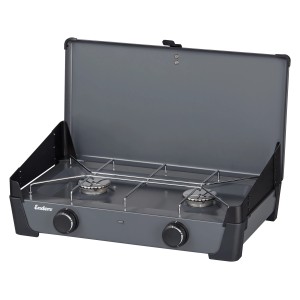 Enders Campingkocher Bondy 2 mit zwei Brennern und grauem Gehäuse. Ideal für Camping & Outdoor.