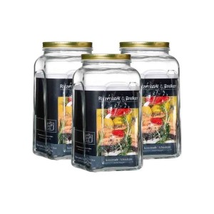 Ritzenhoff & Breker Einmachgläser, 3er Set, 3 Liter, mit goldenen Schraubdeckeln.