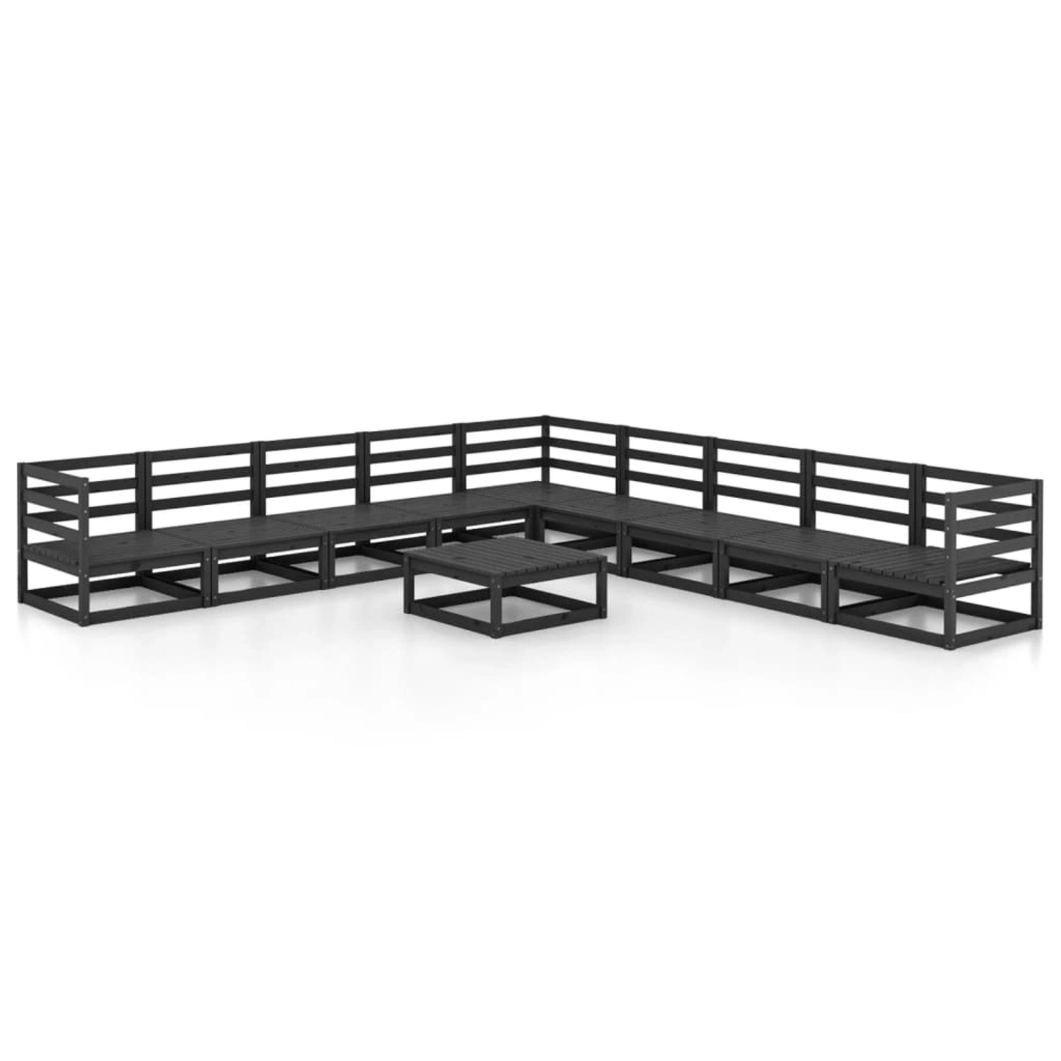 vidaXL 10-tlg Garten-Lounge-Set Schwarz Massivholz Kiefer Modell 5 günstig online kaufen