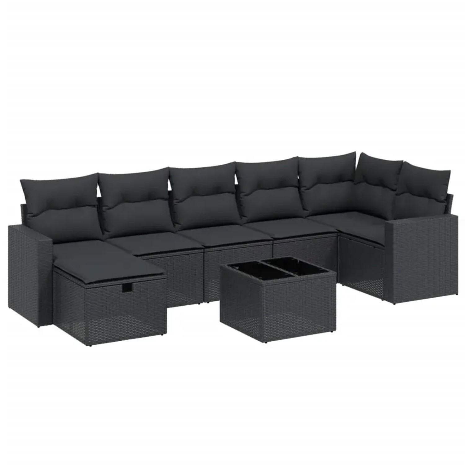 vidaXL 8-Tlg Garten-Sofagarnitur mit Kissen Schwarz Poly Rattan 3263511 günstig online kaufen