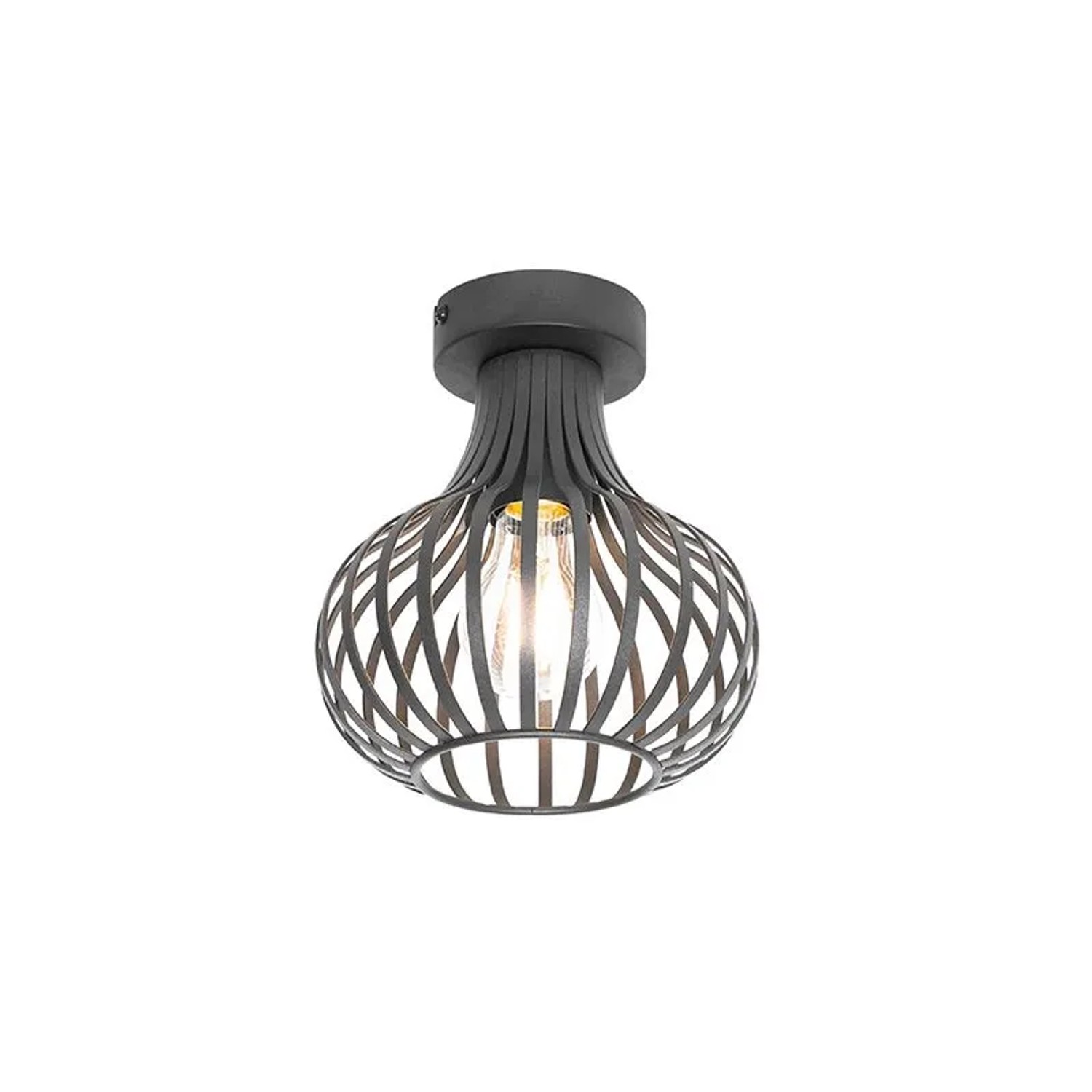 QAZQA Moderne Deckenleuchte Schwarz 18 cm Saffira