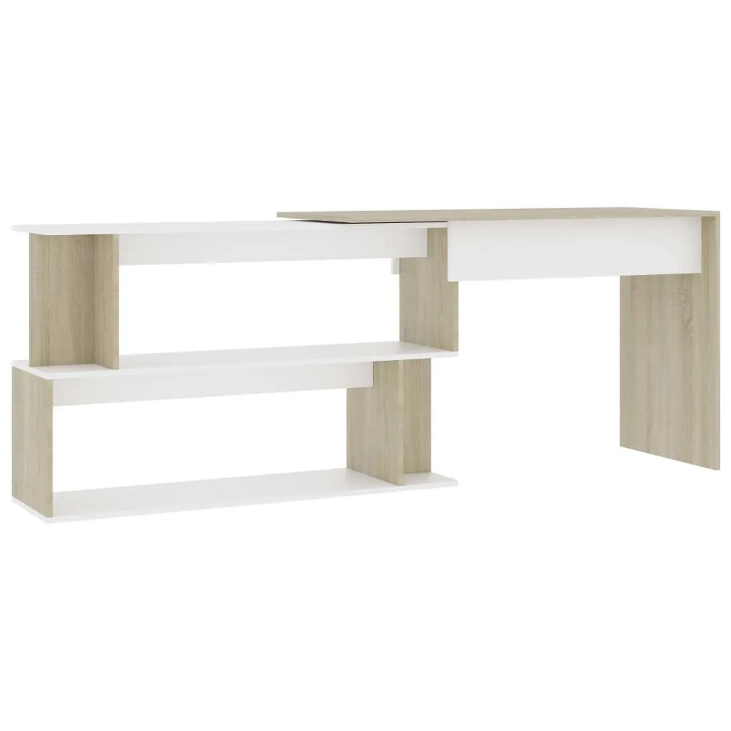 vidaXL Eckschreibtisch Weiß Sonoma-Eiche 200x50x76 cm Holzwerkstoff 801103