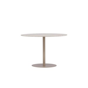 Beiger ebuy24 Lycke Esstisch, Ø110 cm, runder Tisch mit Marmor-Optik für Esszimmer.