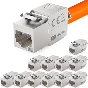 hb-digital 12x Keystone Modul CAT 6a RJ45 GHMT-Zertifiziert Werkzeuglos