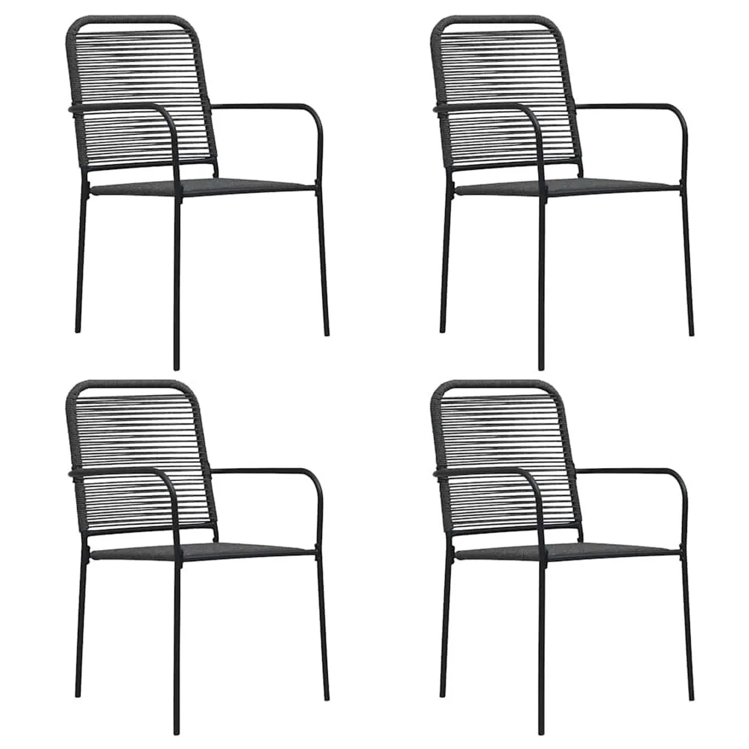 Furnicato Gartenstühle 4 Stk Baumwollseil Und Stahl Schwarz