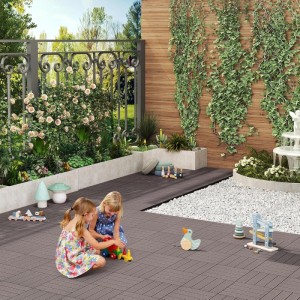 WOLTU WPC Terrassenfliesen Holzoptik Klicksystem 11 Stück/1 m² Coffee