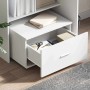 Weißer vidaXL Schubladenschrank mit einer offenen Schublade, geeignet für Wohnzimmer.