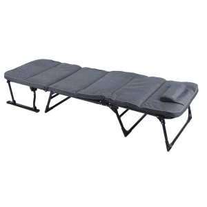 Mojawo 2in1 Gartenliege/Gästebett anthrazit mit Polster und Kissen.