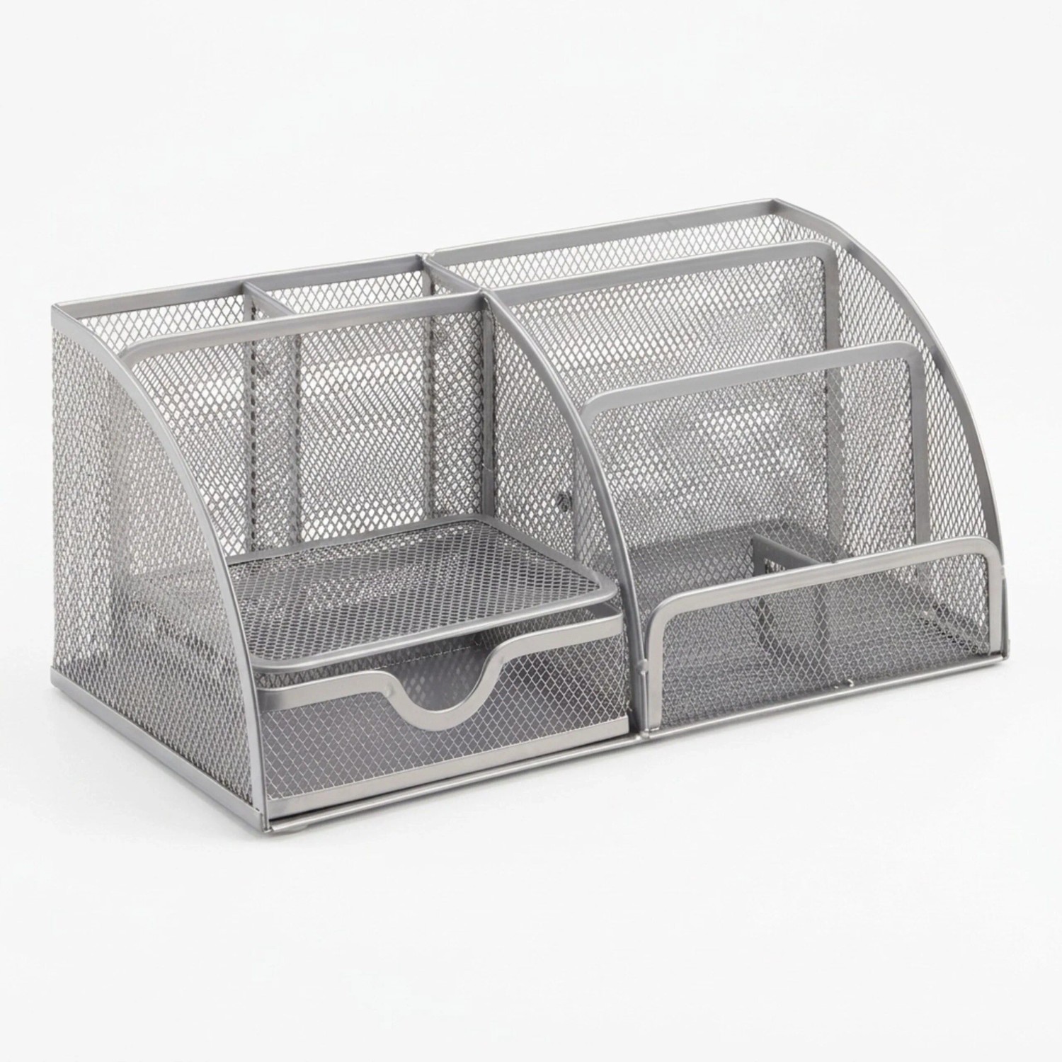 Relaxdays Schreibtischorganizer 6 Ablagen Metall Silber Rutschfest 27,5 cm x 14 cm x 12,5 cm 0,8 kg