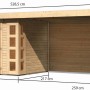 Karibu Holz-Gartenhaus Sölve Natur, unbehandelt, mit Flachdach und Anbau, Maße: 238x213 cm.