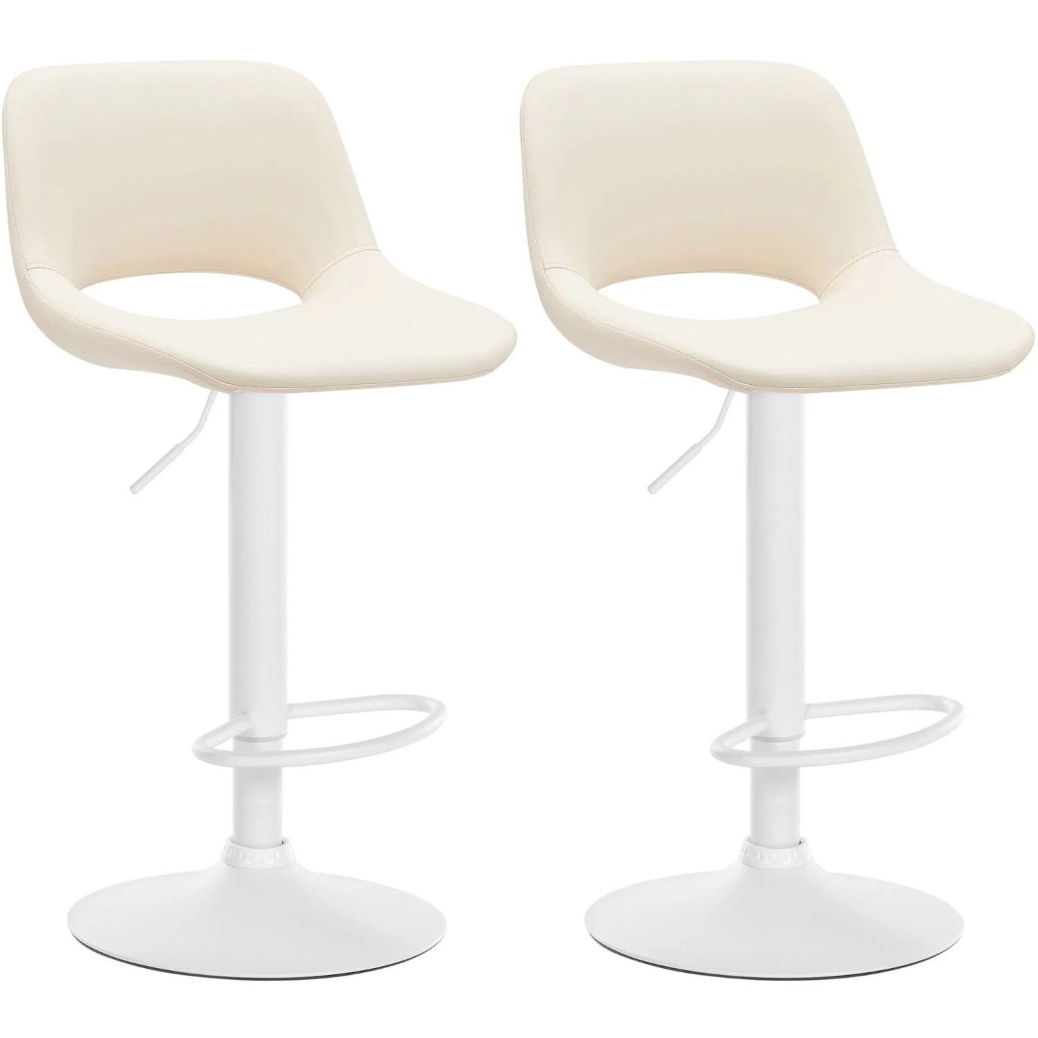 DELUKE Barhocker 2er Set JAKSON Creme Kunstleder Weiß Barstuhl Mit Lehne Tresenhocker Tresenstuhl