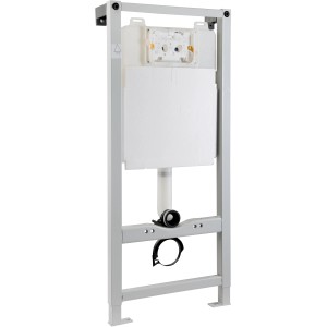 Vorwandelement für Wand-WC mit Spülkasten und Stahlkonstruktion.