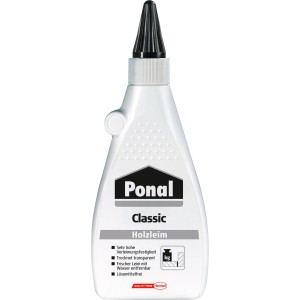 Ponal Holzleim Classic, 550g Flasche. Wasserbasierter, transparenter Weißleim für Holz.
