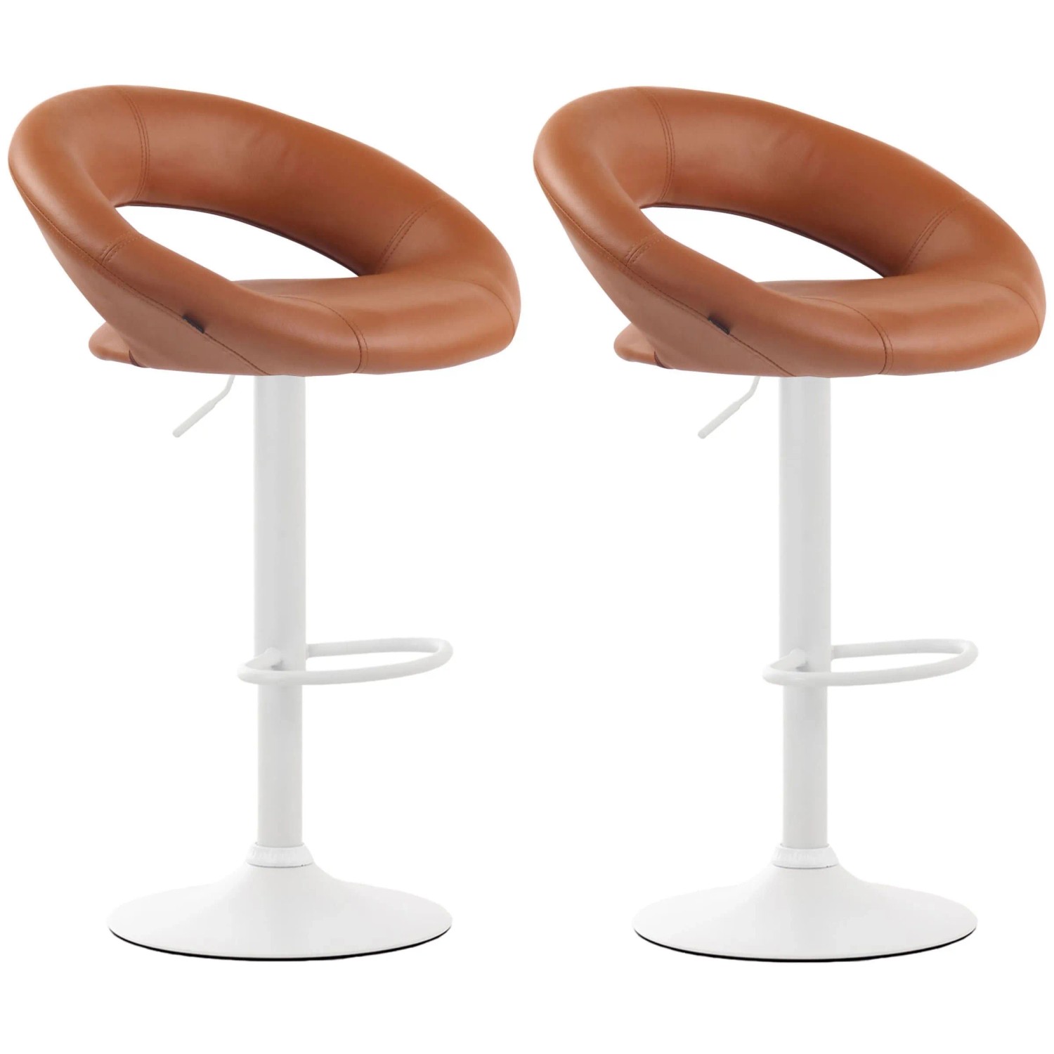DELUKE 2er Set Barhocker MEKIM Kunstleder Hellbraun 53x47x80cm Weiß Barstuhl Höhenverstellbar Mit Lehne Drehbar Tresenho...