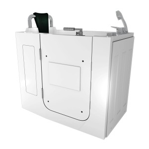 AquaVapore Sitzbadewanne mit Tür, 68x110cm, inkl. Armatur und Nackenstütze.