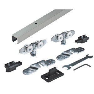 Hettich TopLine 8plus Komplett-Set für Schiebetür bis 80kg, silber eloxiert, Beschläge und Zubehör.