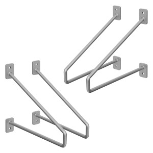4er Set silberne ML-Design Regalhalterungen aus Stahl, Haarnadel-Design für schwebende Regale.