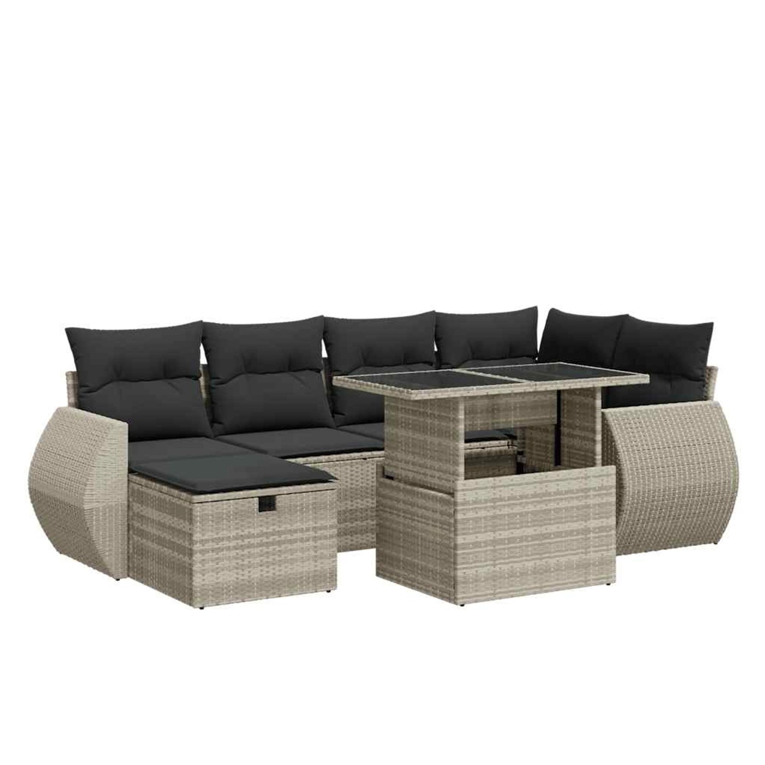 vidaXL 7-Tlg Garten-Sofagarnitur mit Kissen Hellgrau Poly Rattan 3327902 günstig online kaufen