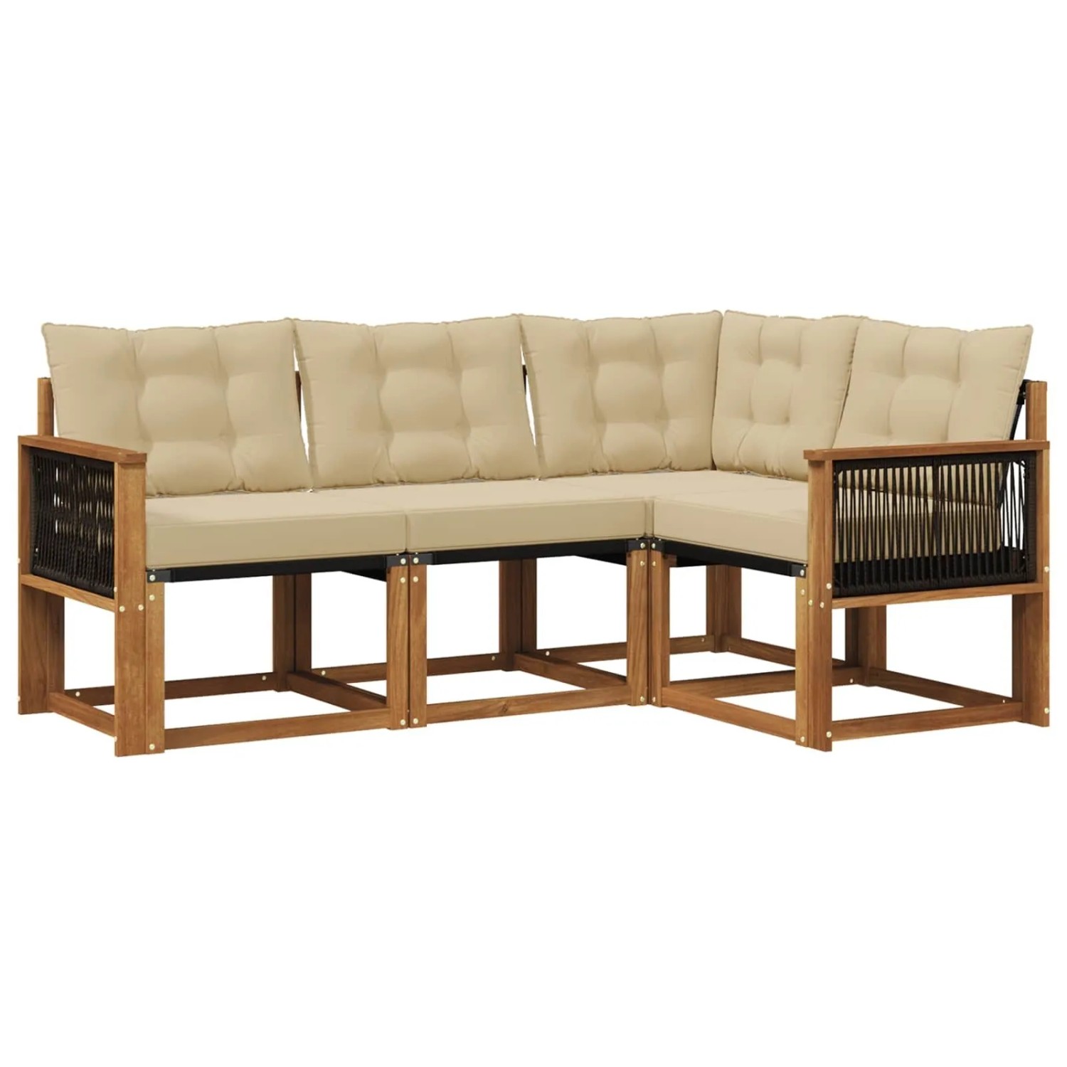 vidaXL Outdoor-Sofagarnitur mit Kissen 4 Stk Natur und Beige 3381921