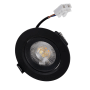 Schwarzer, dimmbarer LED Einbauspot, 7W, 600lm, mit Farbwahl und Netzteil.