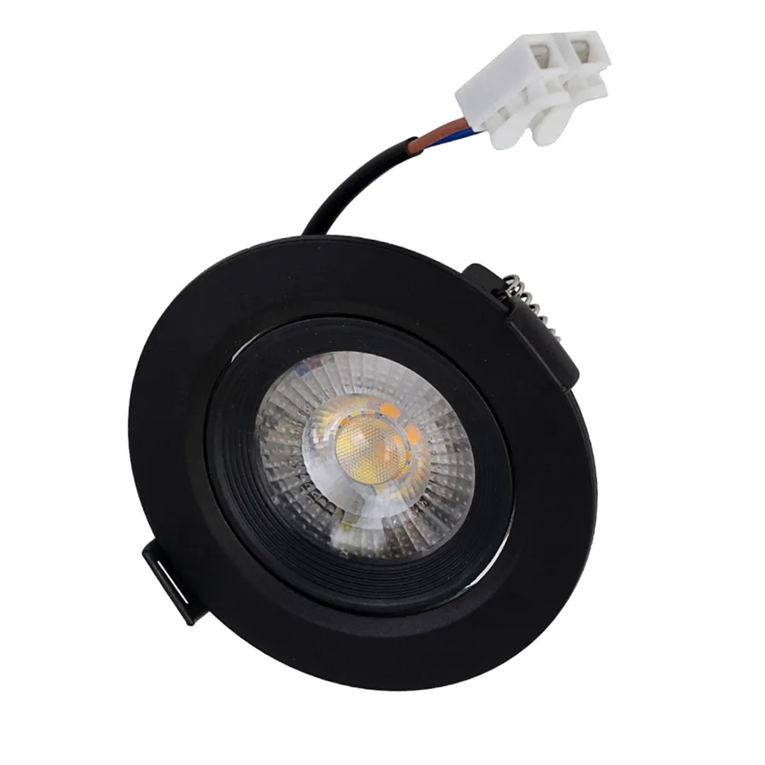 Schwarzer, dimmbarer LED Einbauspot, 7W, 600lm, mit Farbwahl und Netzteil.