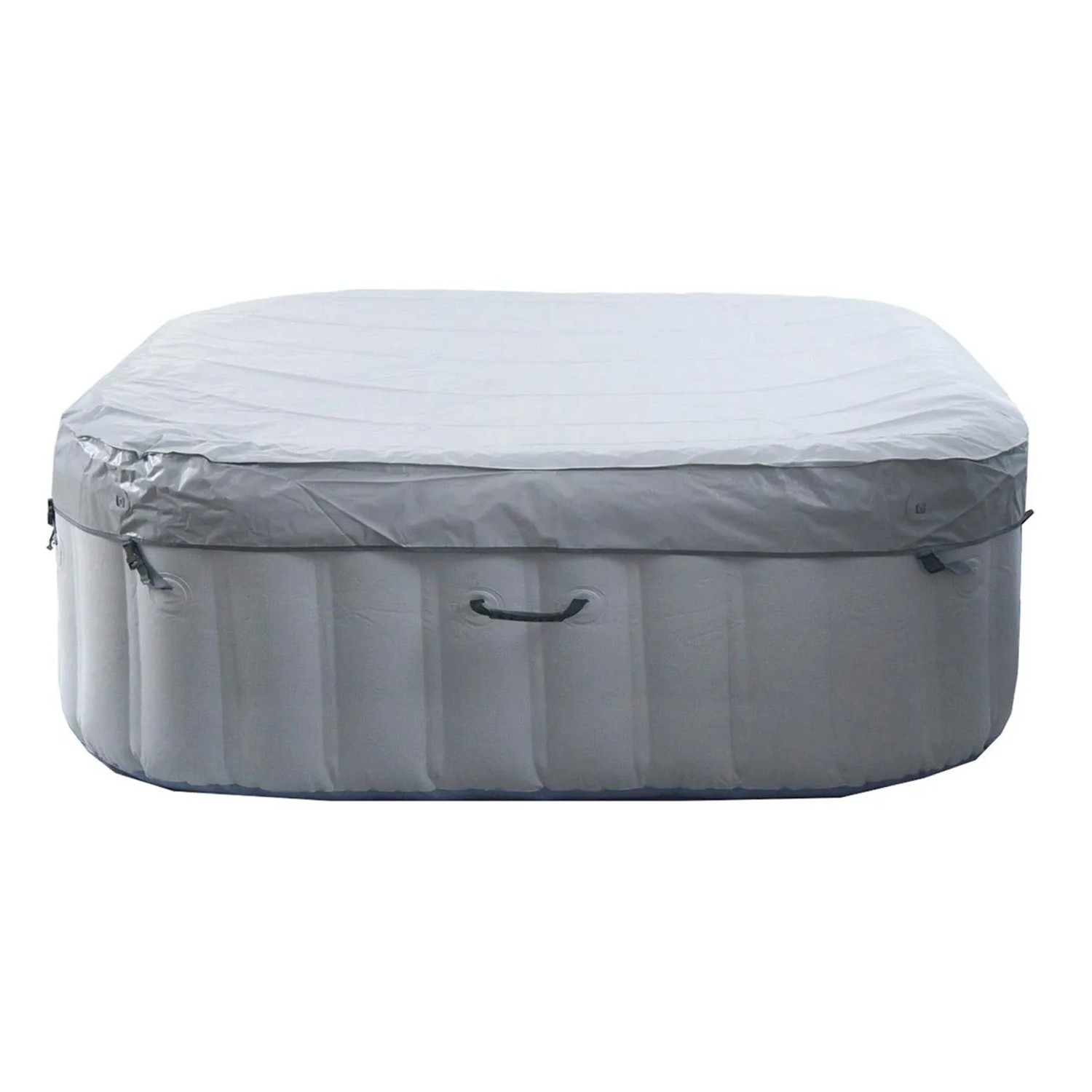 Aufblasbarer, eckiger MCW Whirlpool N97 für 6 Personen, grau-blau, mit Abdeckung.