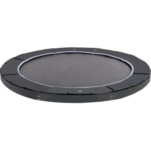 Schwarzes Exit Toys Dynamic Sports Bodentrampolin, Ø 427 cm, ohne Netz. Ideal für erfahrene Springer.