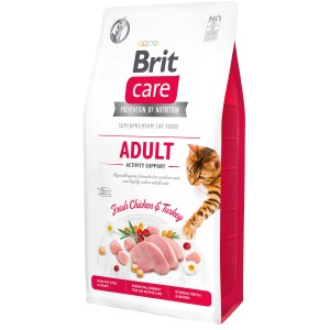 Brit Care Katzen-Trockenfutter Adult Activity Support mit Huhn und Truthahn, 7kg Sack.