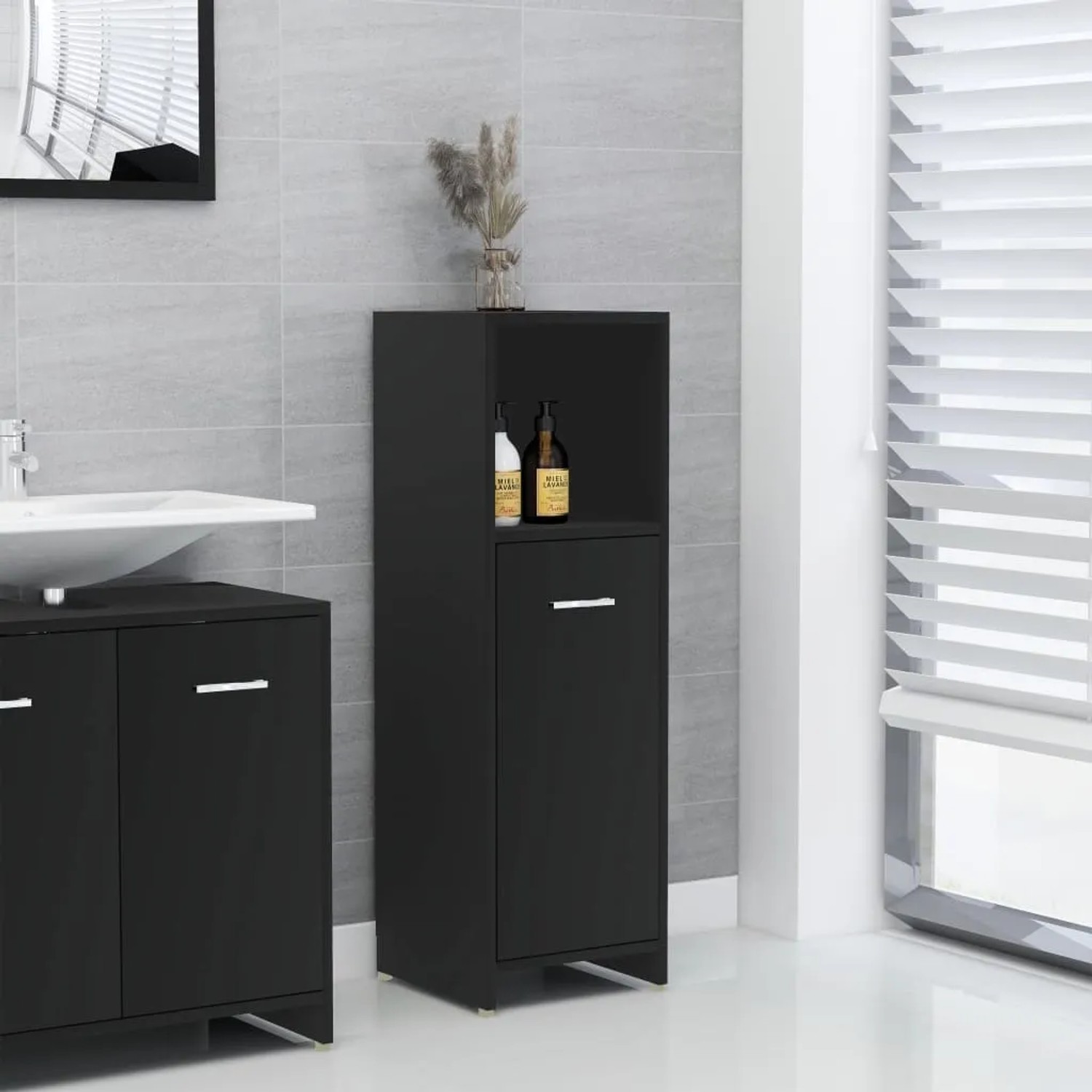 vidaXL Badezimmer Hochschrank Schwarz 30 x 30 x 95 cm Modell 1 kaufen bei OBI