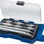 LUX Präzisionsmesser-Set Classic, 10-teilig im blauen Kunststoffkoffer mit transparentem Deckel.