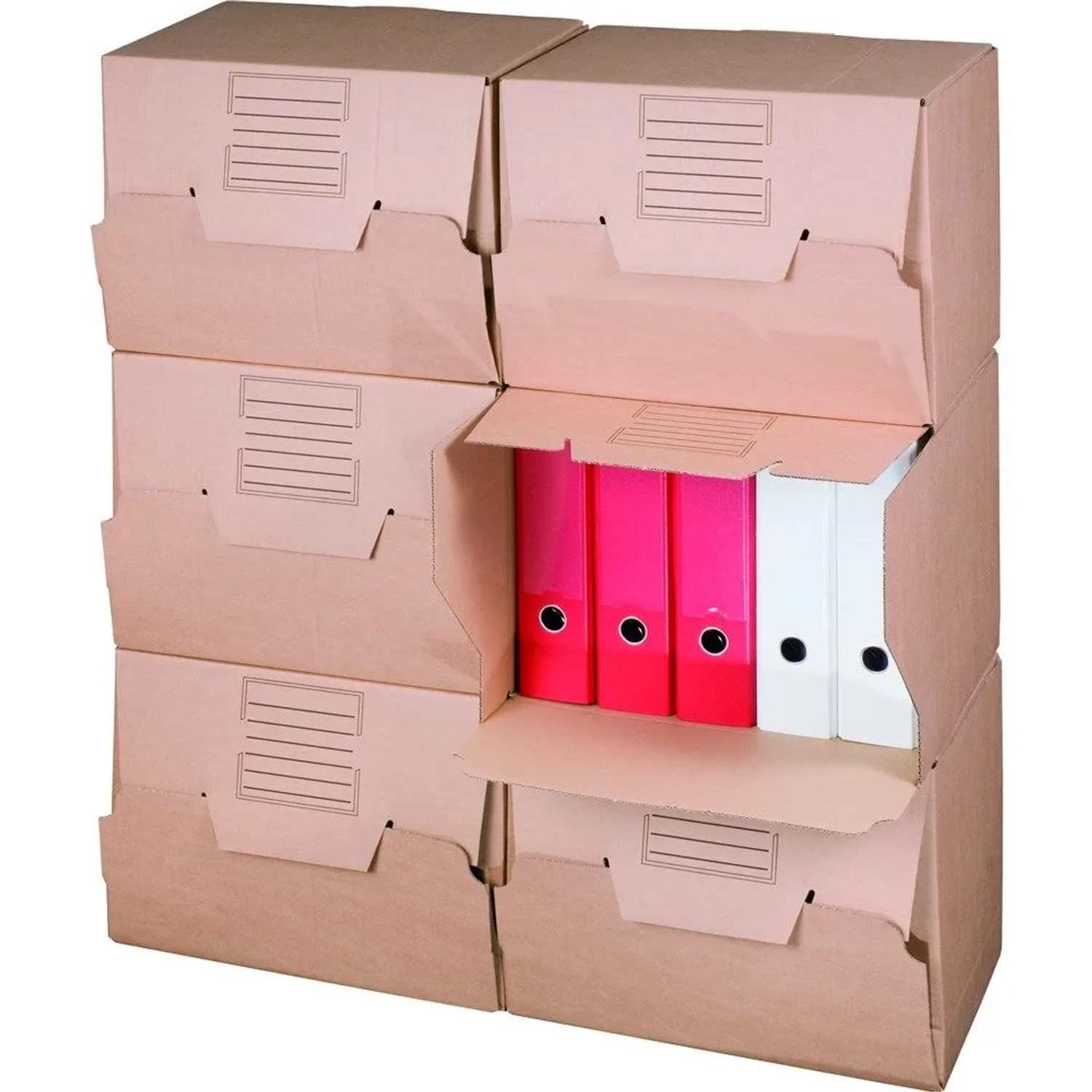 PROREGAL Mega Deal 240x Archivbox mit Frontklappe LxBxH 426x326x295mm Großes Beschriftungsfeld Braun Archivbox Archivkarton Aktenkarton