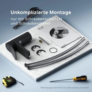AM.PM X-Joy Waschtischarmatur, schwarz, mit Zubehör für die Montage.