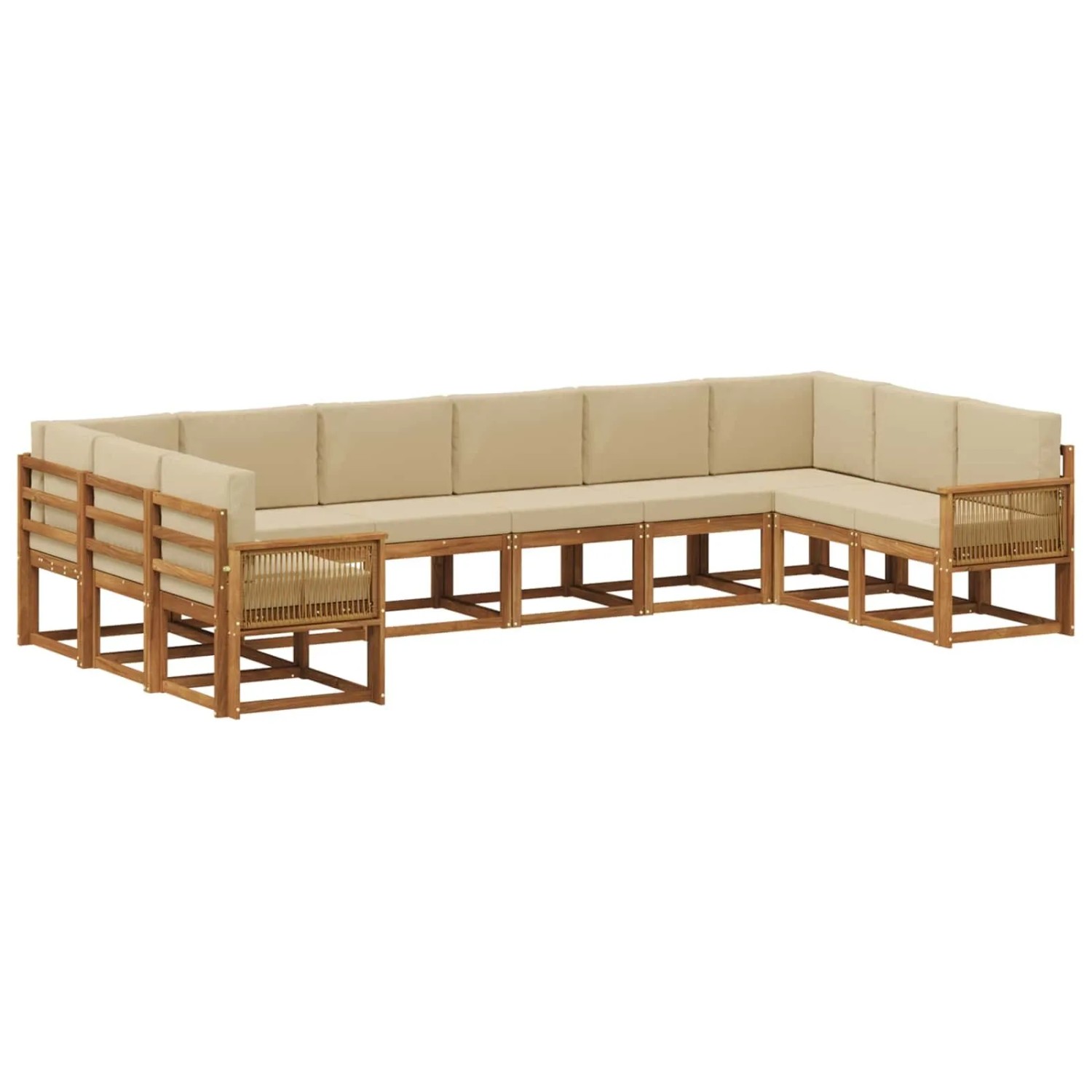 vidaXL Outdoor-Sofagarnitur 10 Stk Natur und Beige Massivholz Akazie 3385579